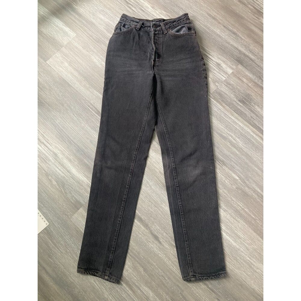 Vintage Levi's 17501 Charcoal Black Jeans USA Made 80s Button Fly Tiny Waist
